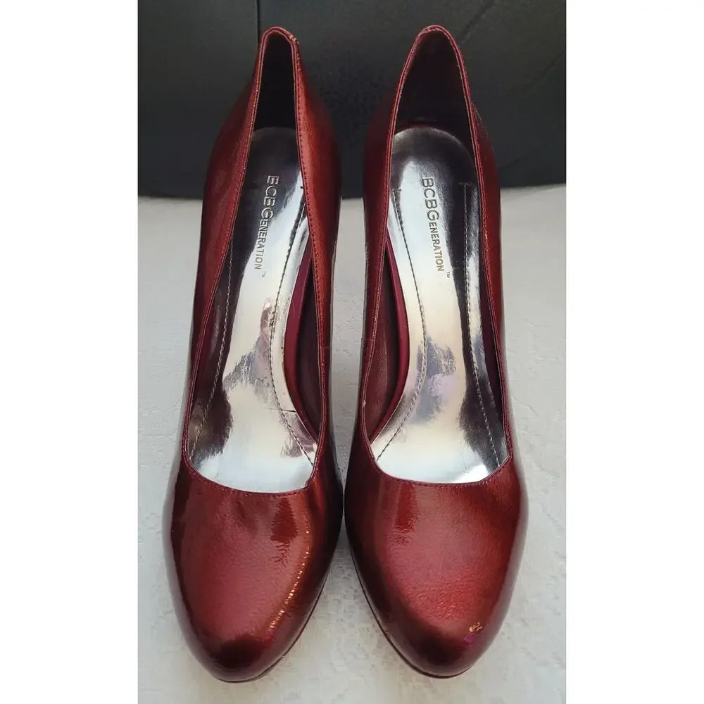 BCBGeneration Patent Leather Burgundy Stilettos, Sz. Approx 9